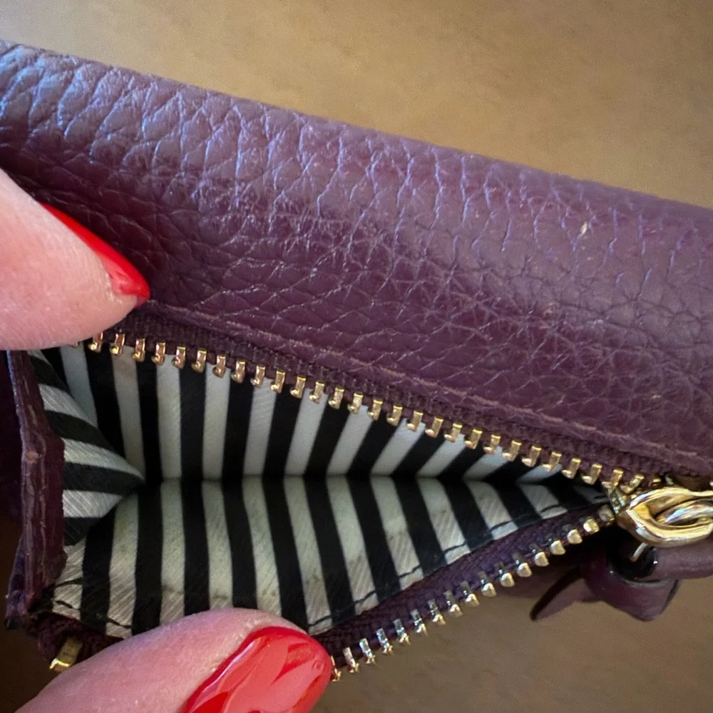 **SALE**Kate Spade Deep Purple Pebbled Leather Small Wallet - Picture 12 of 14